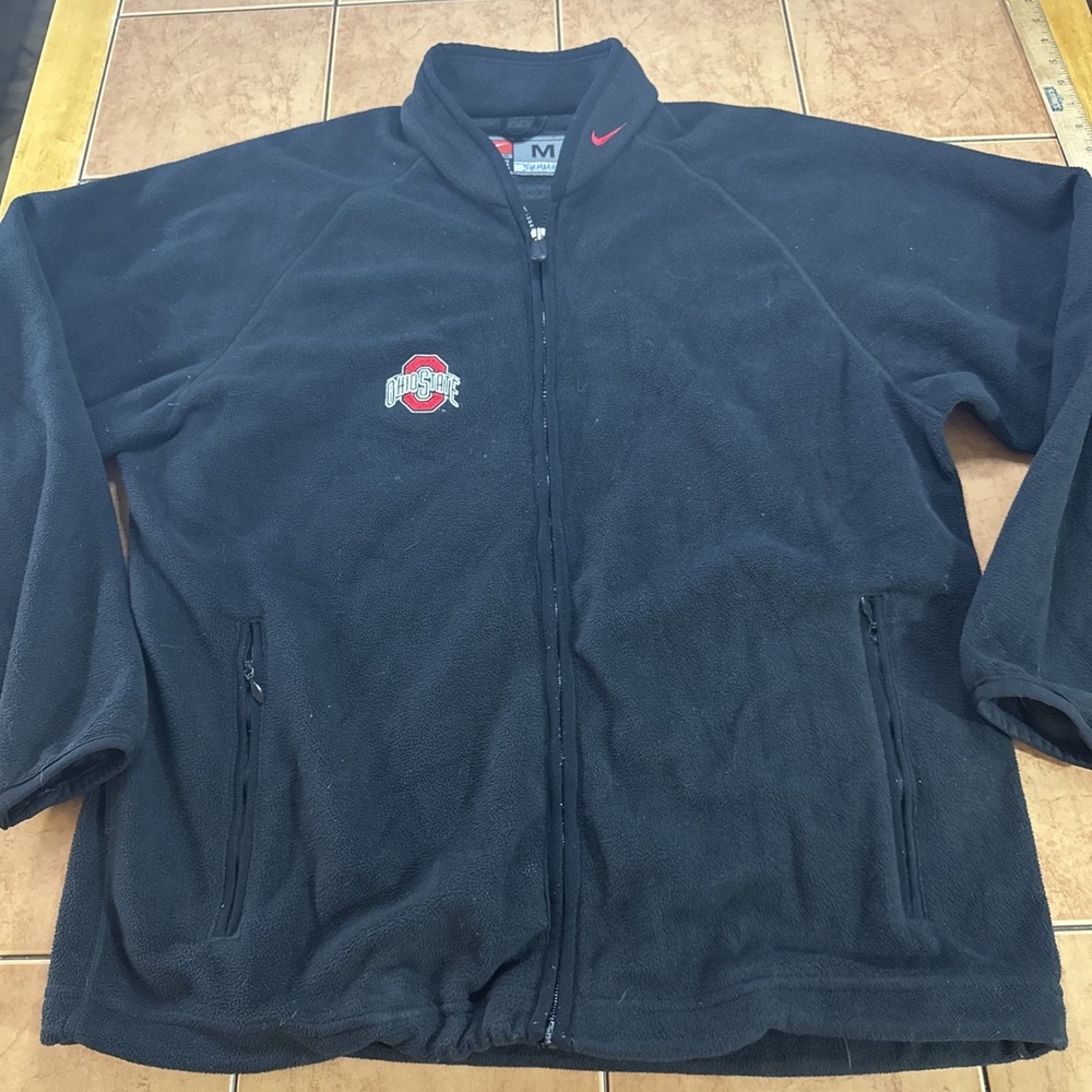 VTG Nike Team Issued Ohio State Buckeyes Black Zip Fleece Jacket USA Made Sz Med